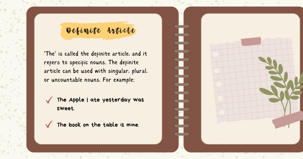 Lingua Litera Definite Article in english