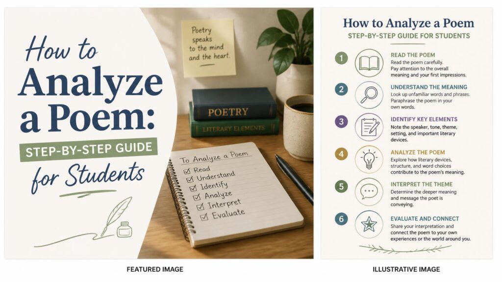 Lingua Litera How to analyze a poem flowchart — from first reading to theme identification
